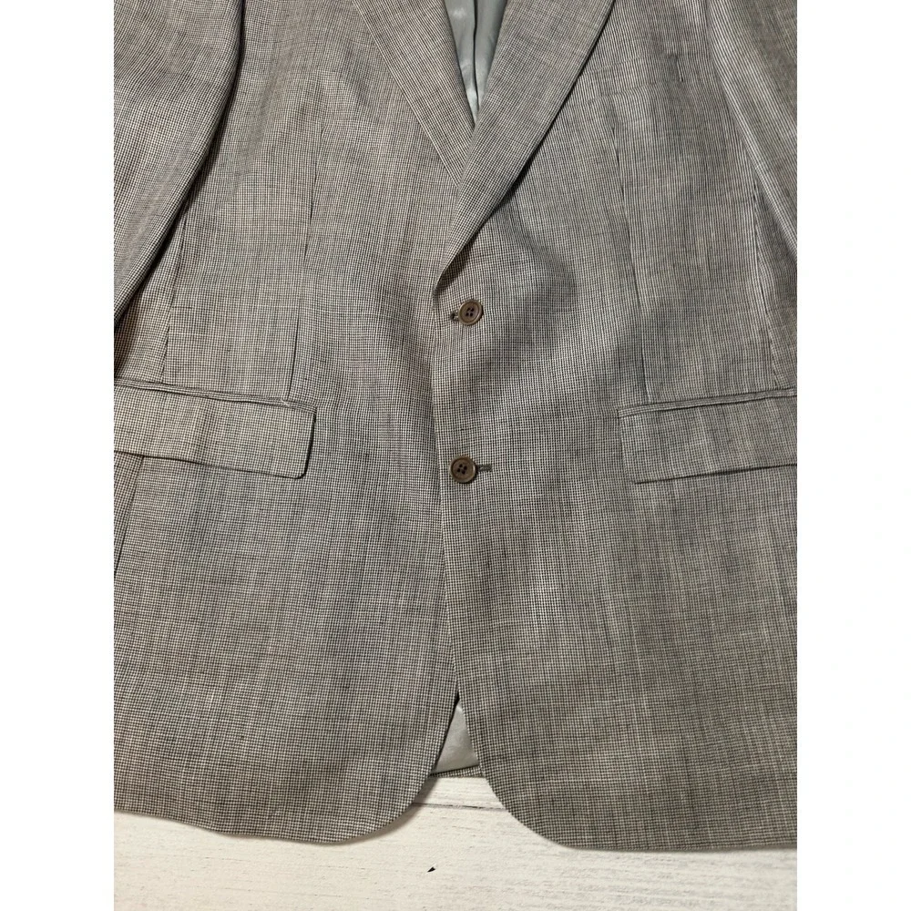 Brooks Brothers 346 Blazer Men 44L Beige Silk Wool Blend Lined‎ Button Up Jacket